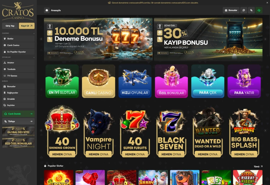 Cratos Casino ekran görüntüsü